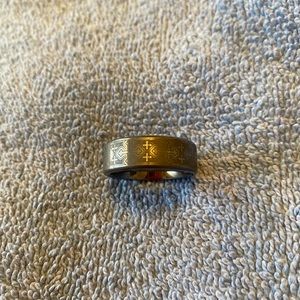 Men’s Tungsten Carbide Size 10 Cross Wedding Band Ring